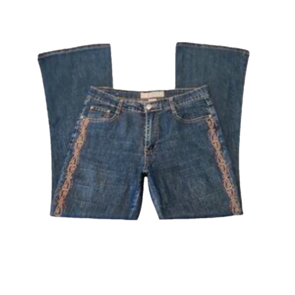 Cos Women’s Denim Y2K Boho Hippie Studded Embroidered Bootcut Blue Jeans Sz 12P